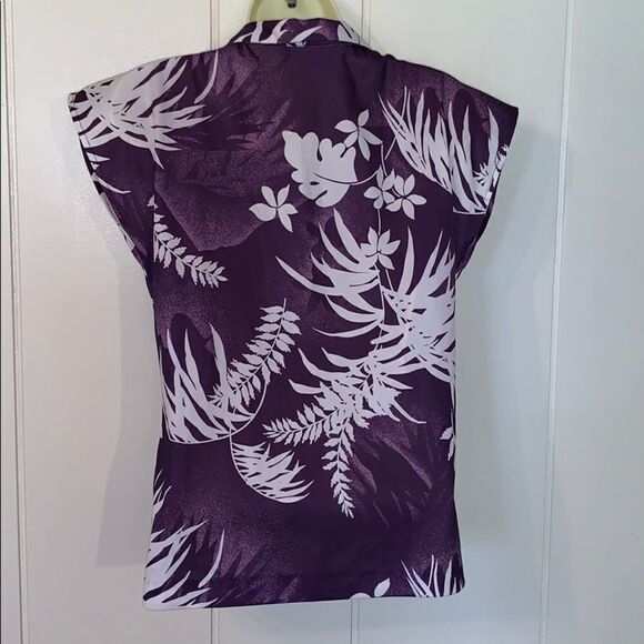 Vtg 70s/80s Teddi purple & white polyester shirt - Picture 6 of 8